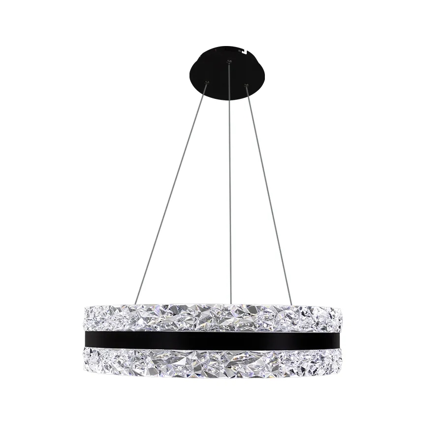 LED Stmievateľný krištáľový luster na lanku LED/80W/230V 3000-6500K čierna + diaľkové ovládanie