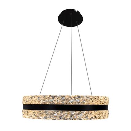 LED Stmievateľný krištáľový luster na lanku LED/80W/230V 3000-6500K čierna + diaľkové ovládanie