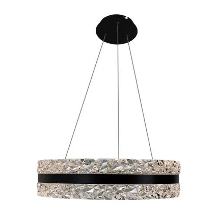 LED Stmievateľný krištáľový luster na lanku LED/80W/230V 3000-6500K čierna + diaľkové ovládanie