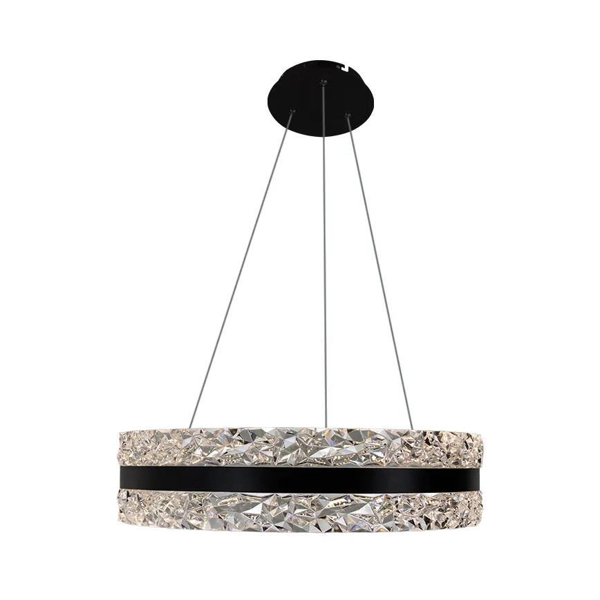 LED Stmievateľný krištáľový luster na lanku LED/80W/230V 3000-6500K čierna + diaľkové ovládanie