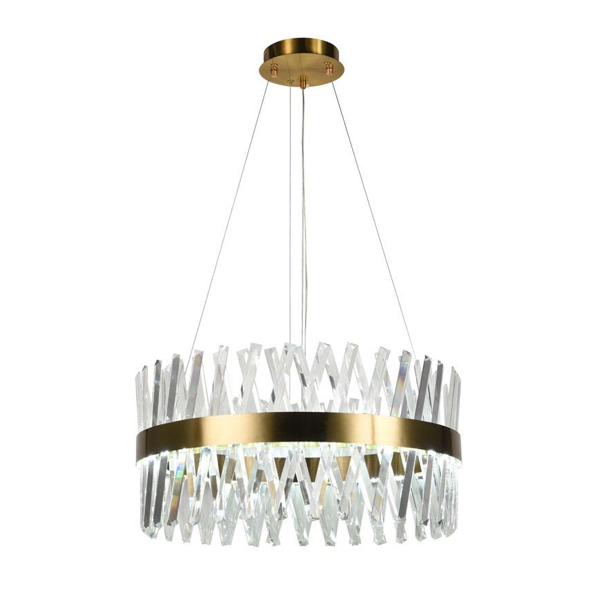LED Stmievateľný krištáľový luster na lanku LED/80W/230V 3000-6500K zlatá + diaľkové ovládanie