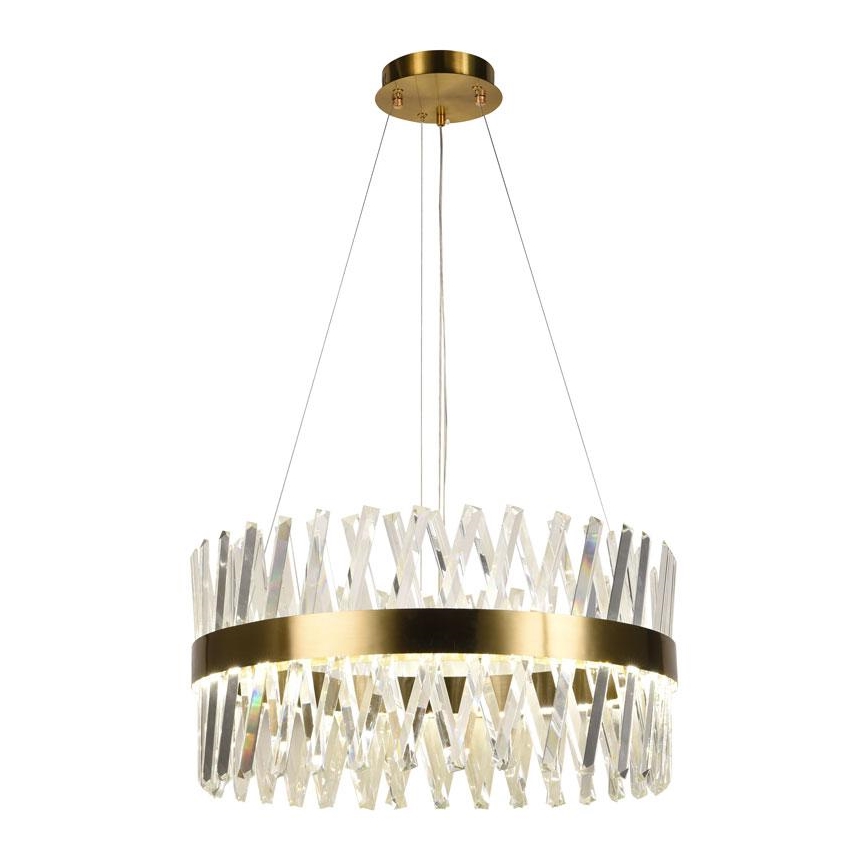 LED Stmievateľný krištáľový luster na lanku LED/80W/230V 3000-6500K zlatá + diaľkové ovládanie