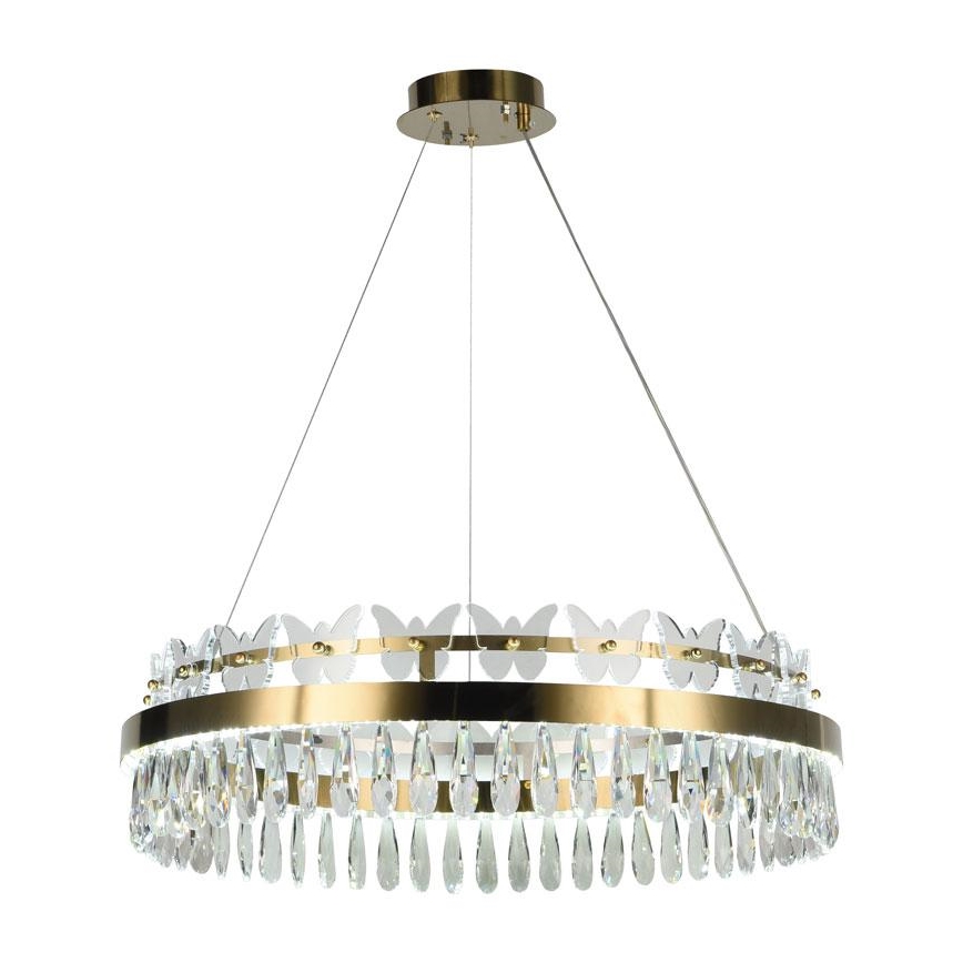 LED Stmievateľný krištáľový luster na lanku LED/80W/230V 3000-6500K zlatá + diaľkové ovládanie