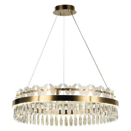 LED Stmievateľný krištáľový luster na lanku LED/80W/230V 3000-6500K zlatá + diaľkové ovládanie