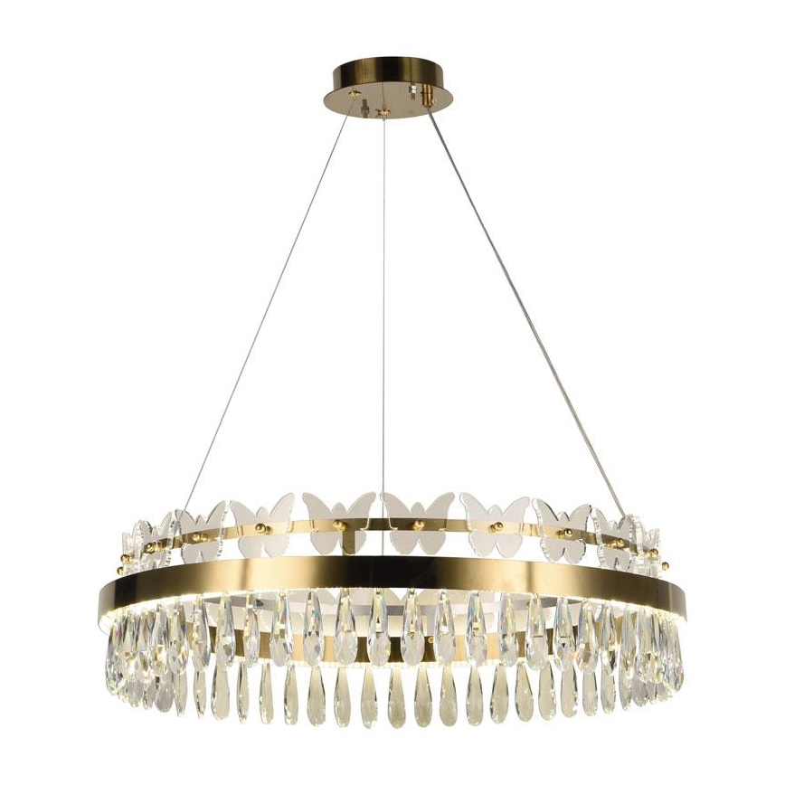 LED Stmievateľný krištáľový luster na lanku LED/80W/230V 3000-6500K zlatá + diaľkové ovládanie
