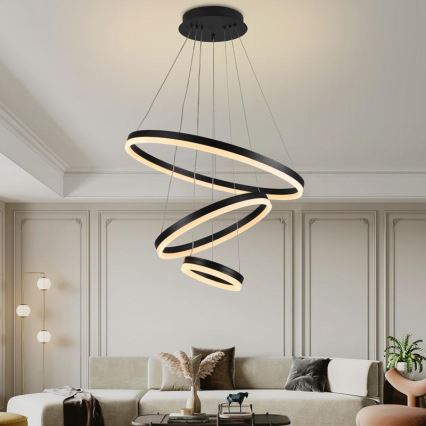 LED Stmievateľný luster na lanku LED/85W/230V 3000-6500K pr. 60 cm + diaľkové ovládanie