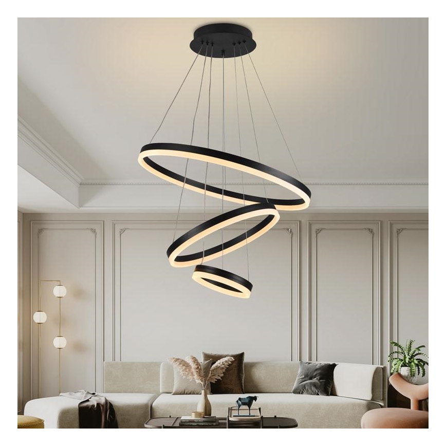 LED Stmievateľný luster na lanku LED/85W/230V 3000-6500K pr. 60 cm + diaľkové ovládanie