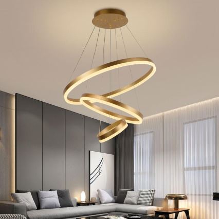 LED Stmievateľný luster na lanku LED/85W/230V 3000-6500K pr. 60 cm + diaľkové ovládanie