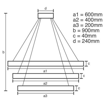 LED Stmievateľný luster na lanku LED/85W/230V 3000-6500K pr. 60 cm + diaľkové ovládanie