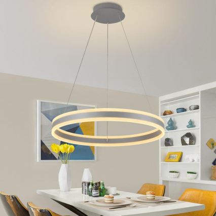 LED Stmievateľný luster na lanku LED/85W/230V 3000-6500K pr. 60 cm + diaľkové ovládanie