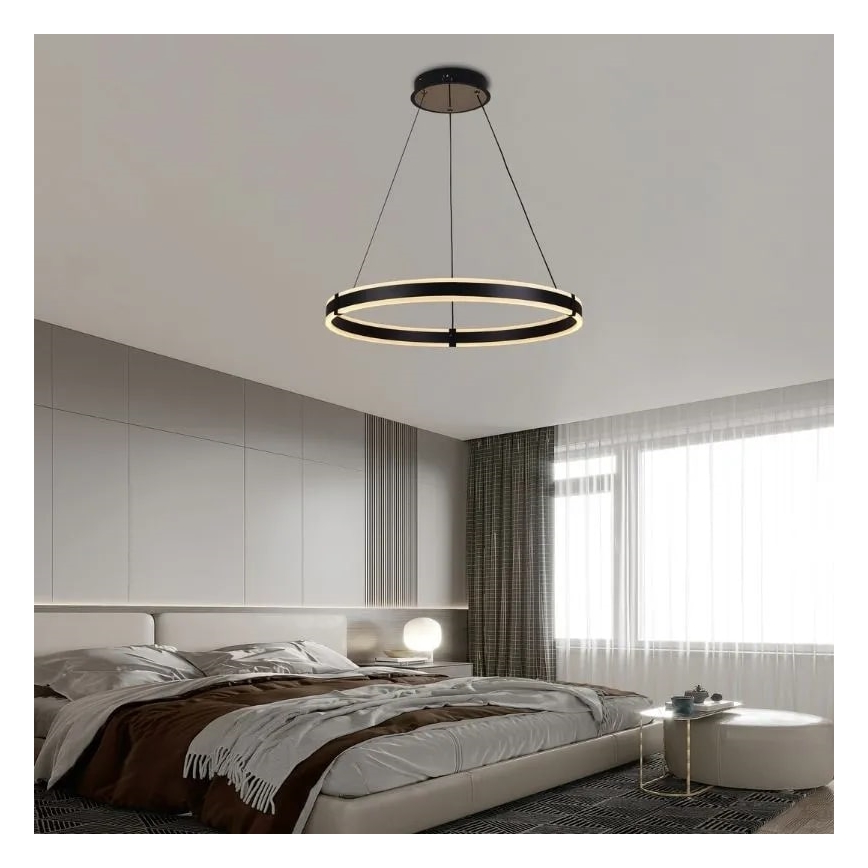 LED Stmievateľný luster na lanku LED/85W/230V 3000-6500K pr. 60 cm + diaľkové ovládanie