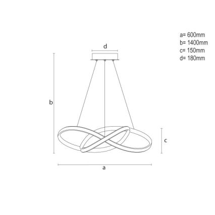 Stmievateľný LED závesný luster na lane LED/85W/230V 3000-6500K priemer 60 cm + diaľkové ovládanie