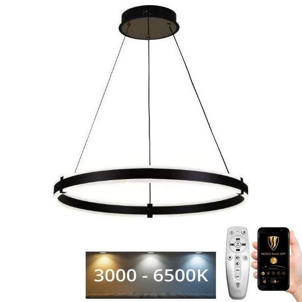 LED Stmievateľný luster na lanku LED/85W/230V 3000-6500K pr. 60 cm + diaľkové ovládanie