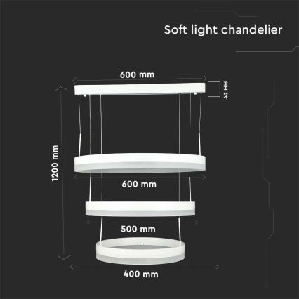 LED Stmievateľný luster na lanku LED/86W/230V 3000K biela