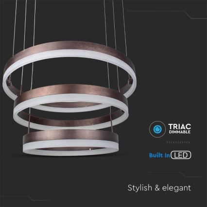 LED Stmievateľný luster na lanku LED/86W/230V 3000K hnedá
