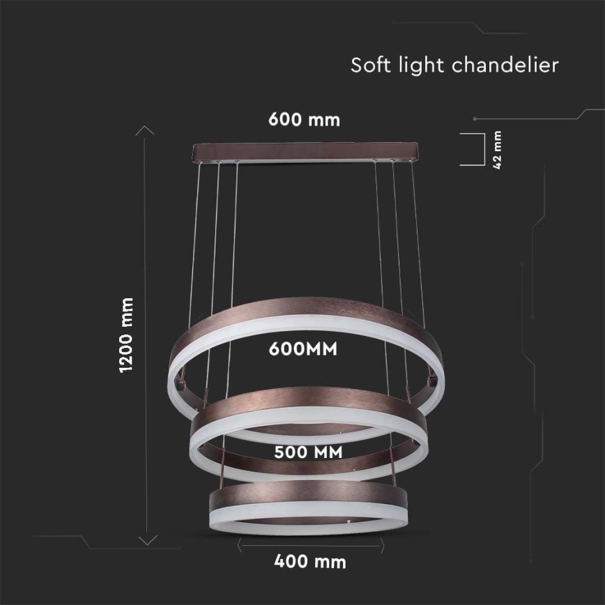 LED Stmievateľný luster na lanku LED/86W/230V 3000K hnedá