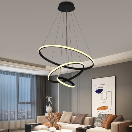 LED Stmievateľný luster na lanku LED/90W/230V 3000-6500K pr. 60 cm + diaľkové ovládanie