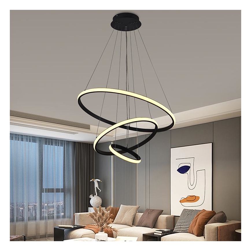 LED Stmievateľný luster na lanku LED/90W/230V 3000-6500K pr. 60 cm + diaľkové ovládanie