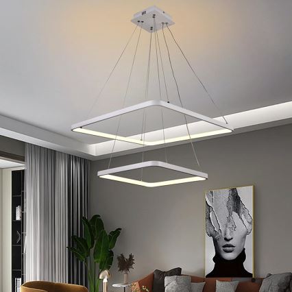 LED Stmievateľný luster na lanku LED/90W/230V 3000-6500K + diaľkové ovládanie