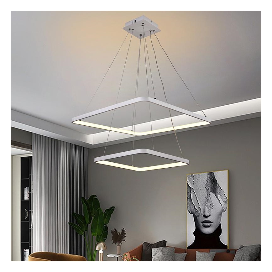LED Stmievateľný luster na lanku LED/90W/230V 3000-6500K + diaľkové ovládanie