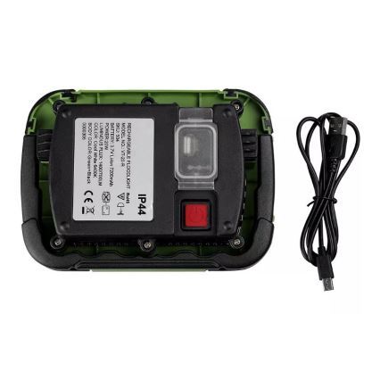 LED Stmievateľný nabíjací reflektor SAMSUNG CHIP + funkcia SOS LED/20W/3,7V/USB IP44 4000K 7200 mAh zelená