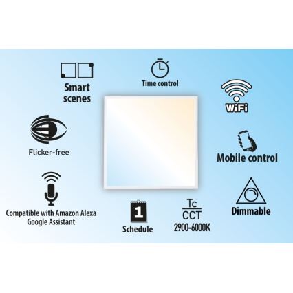LED Stmievateľný podhľadový panel LIBRA LED/40W/230V 2900-6000K Wi-Fi Tuya