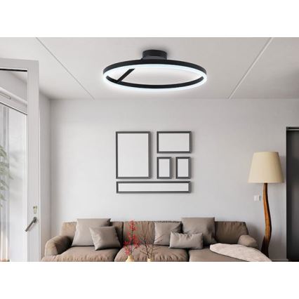 LED Stmievateľný prisadený luster LED/40W/230V 3000-6500K čierna + diaľkové ovládanie