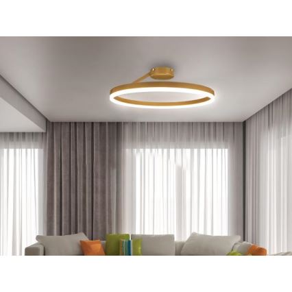LED Stmievateľný prisadený luster LED/40W/230V 3000-6500K zlatá + diaľkové ovládanie