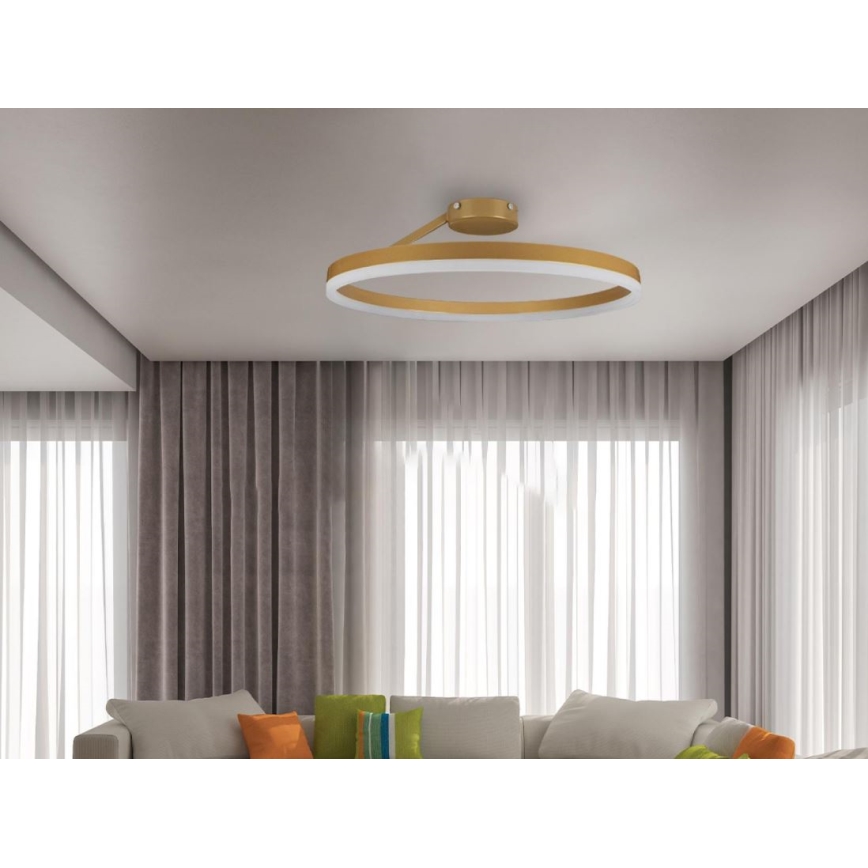 LED Stmievateľný prisadený luster LED/40W/230V 3000-6500K zlatá + diaľkové ovládanie