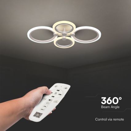 LED Stmievateľný prisadený luster LED/45W/230V 3000-6500K + diaľkové ovládanie