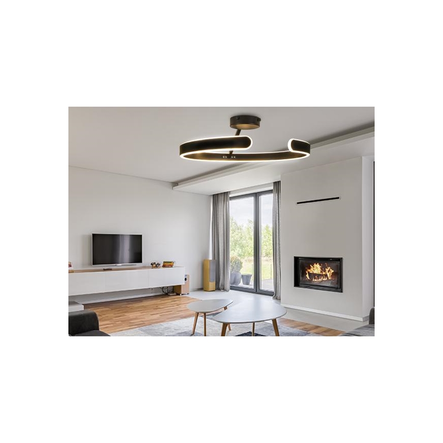 LED Stmievateľný prisadený luster LED/72W/230V 3000-6500K čierna + diaľkové ovládanie