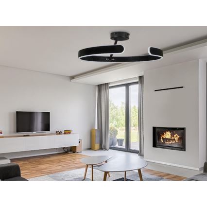 LED Stmievateľný prisadený luster LED/72W/230V 3000-6500K čierna + diaľkové ovládanie