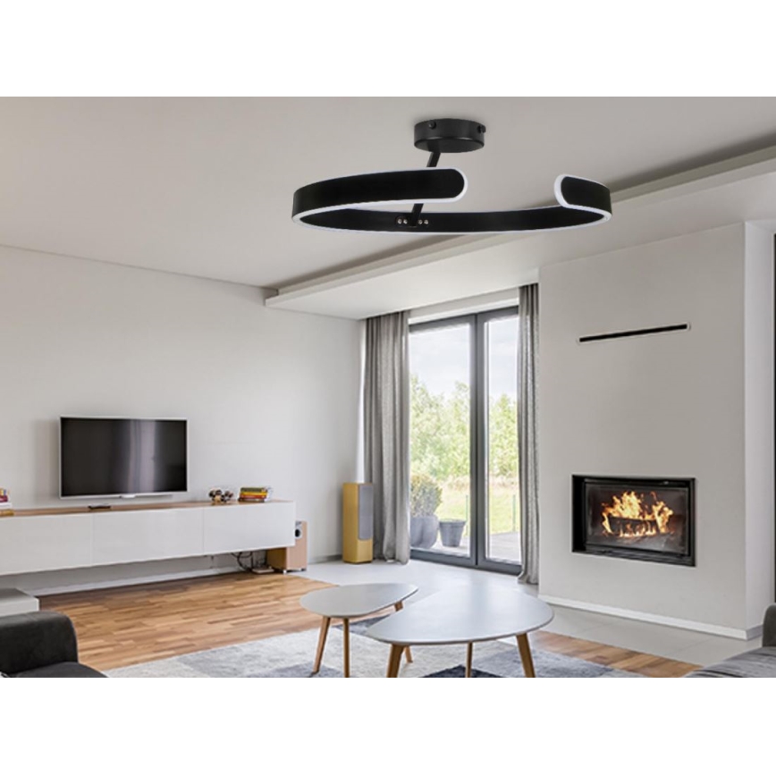 LED Stmievateľný prisadený luster LED/72W/230V 3000-6500K čierna + diaľkové ovládanie