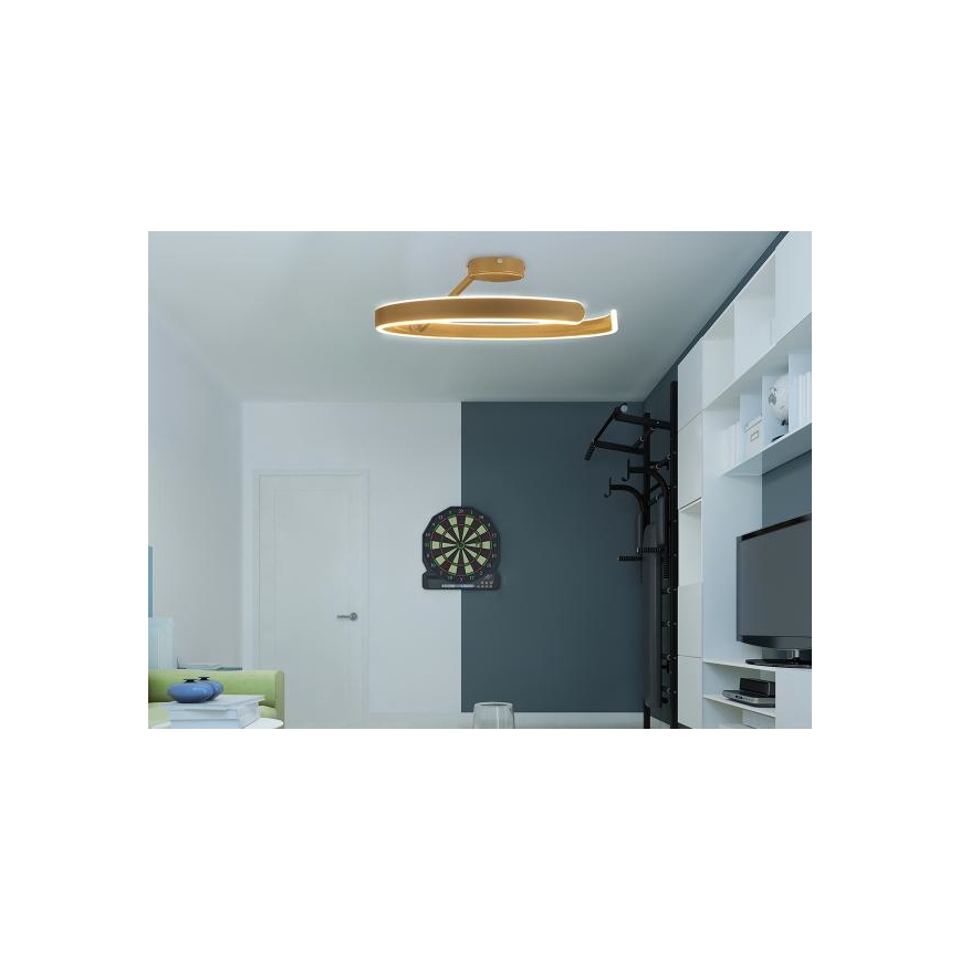 LED Stmievateľný prisadený luster LED/72W/230V 3000-6500K zlatá + diaľkové ovládanie