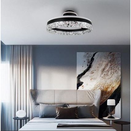 LED Stmievateľný prisadený luster LED/86W/230V 3000-6500K čierna + diaľkové ovládanie