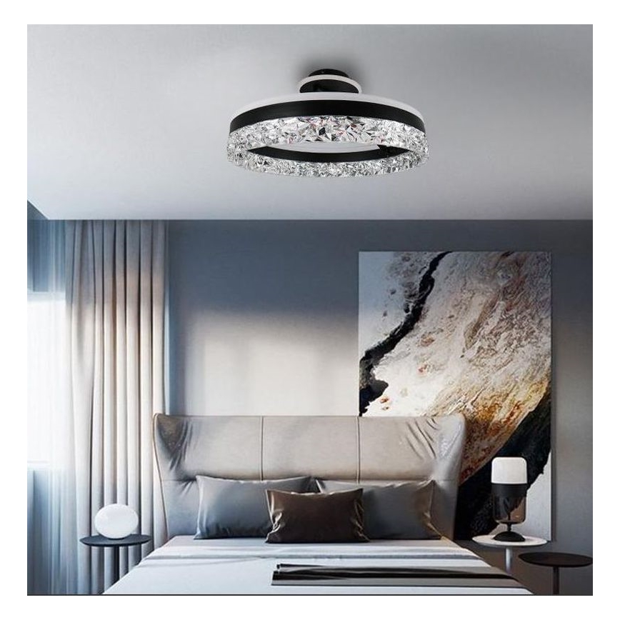 LED Stmievateľný prisadený luster LED/86W/230V 3000-6500K čierna + diaľkové ovládanie