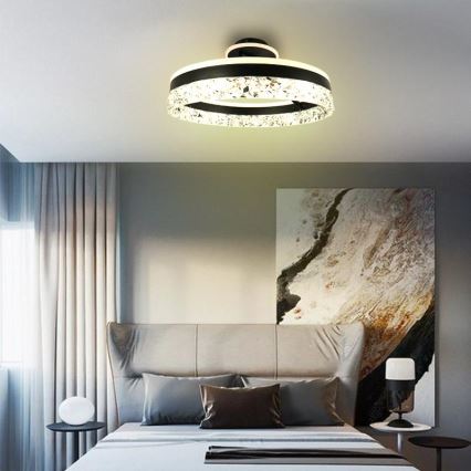 LED Stmievateľný prisadený luster LED/86W/230V 3000-6500K čierna + diaľkové ovládanie