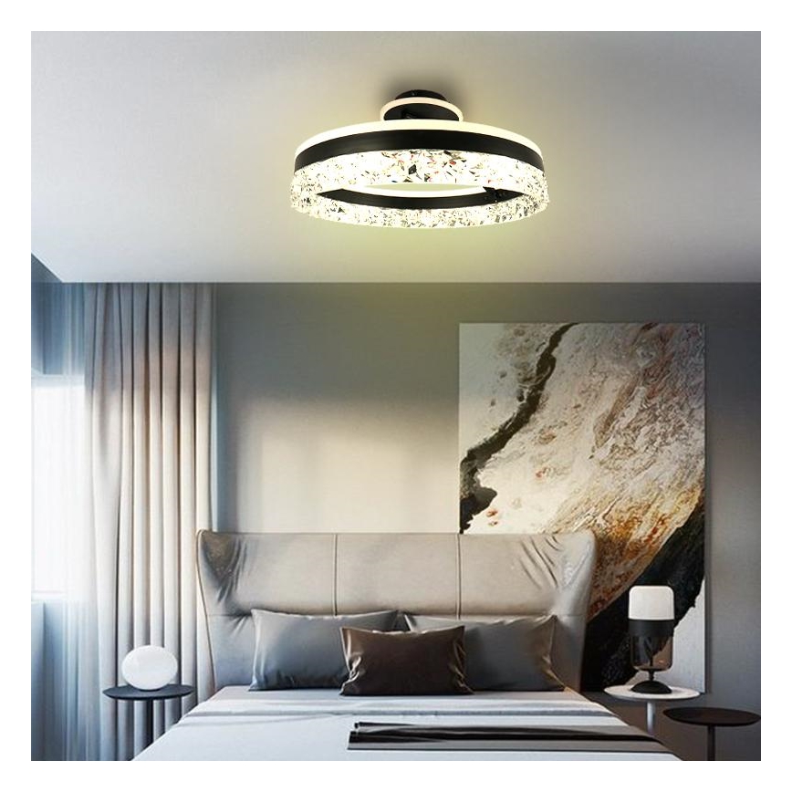 LED Stmievateľný prisadený luster LED/86W/230V 3000-6500K čierna + diaľkové ovládanie