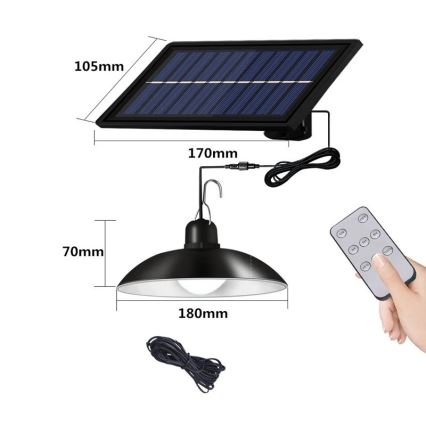LED Stmievateľný solárny luster na lanku LED/1,8W/3,7V IP44 6500K 1600 mAh + diaľkové ovládanie