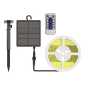 LED Stmievateľný solárny pásik LED/1,2W/3,7V 3000K IP67 1500 mAh 5m + diaľkové ovládanie