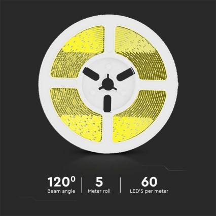 LED Stmievateľný solárny pásik LED/1,2W/3,7V 4000K IP67 1500 mAh 5m + diaľkové ovládanie