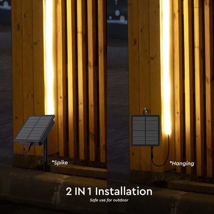 LED Stmievateľný solárny pásik LED/1,2W/3,7V 4000K IP67 1500 mAh 5m + diaľkové ovládanie