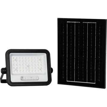 LED stmievateľný solárny reflektor 100 W / 3,2 V / 2000–8000 K / IP65 / 5000 mAh, čierny, s diaľkovým ovládaním
