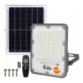 LED stmievateľný solárny reflektor LED/100W/3,2V 5000K 10500 mAh IP65 čierna + diaľkové ovládanie
