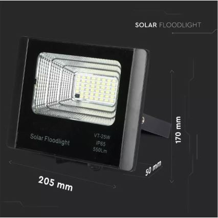 LED Stmievateľný solárny reflektor LED/12W/3,2V 6000K IP65 + diaľkové ovládanie