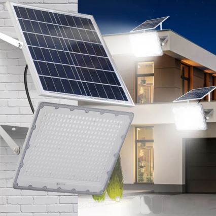 LED stmievateľný solárny reflektor 150 W, 3,2 V, 5000 K, 15000 mAh, IP65, čierny + diaľkové ovládanie