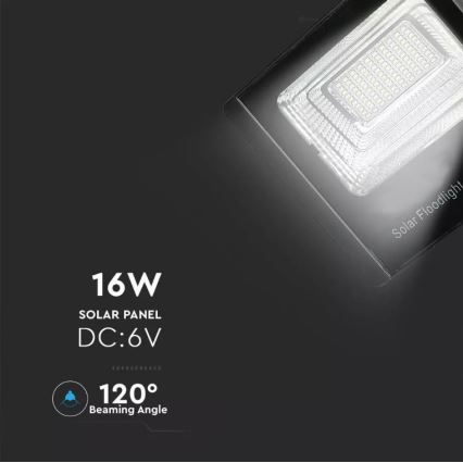 LED Stmievateľný solárny reflektor LED/16W/3,2V 4000K IP65 + diaľkové ovládanie