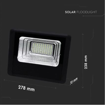 LED Stmievateľný solárny reflektor LED/20W/6,4V 4000K IP65 + diaľkové ovládanie