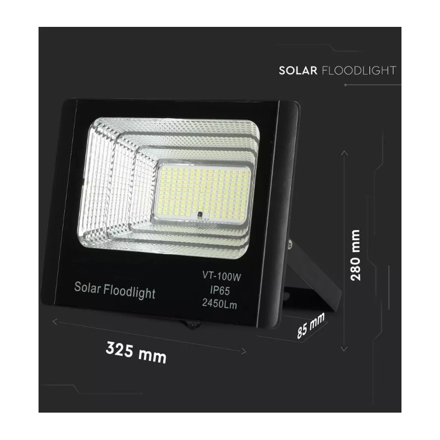 LED Stmievateľný solárny reflektor LED/35W/10V 6000K IP65 + diaľkové ovládanie