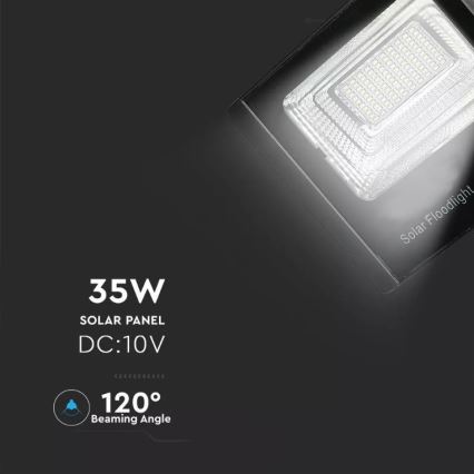 LED Stmievateľný solárny reflektor LED/35W/10V 6000K IP65 + diaľkové ovládanie